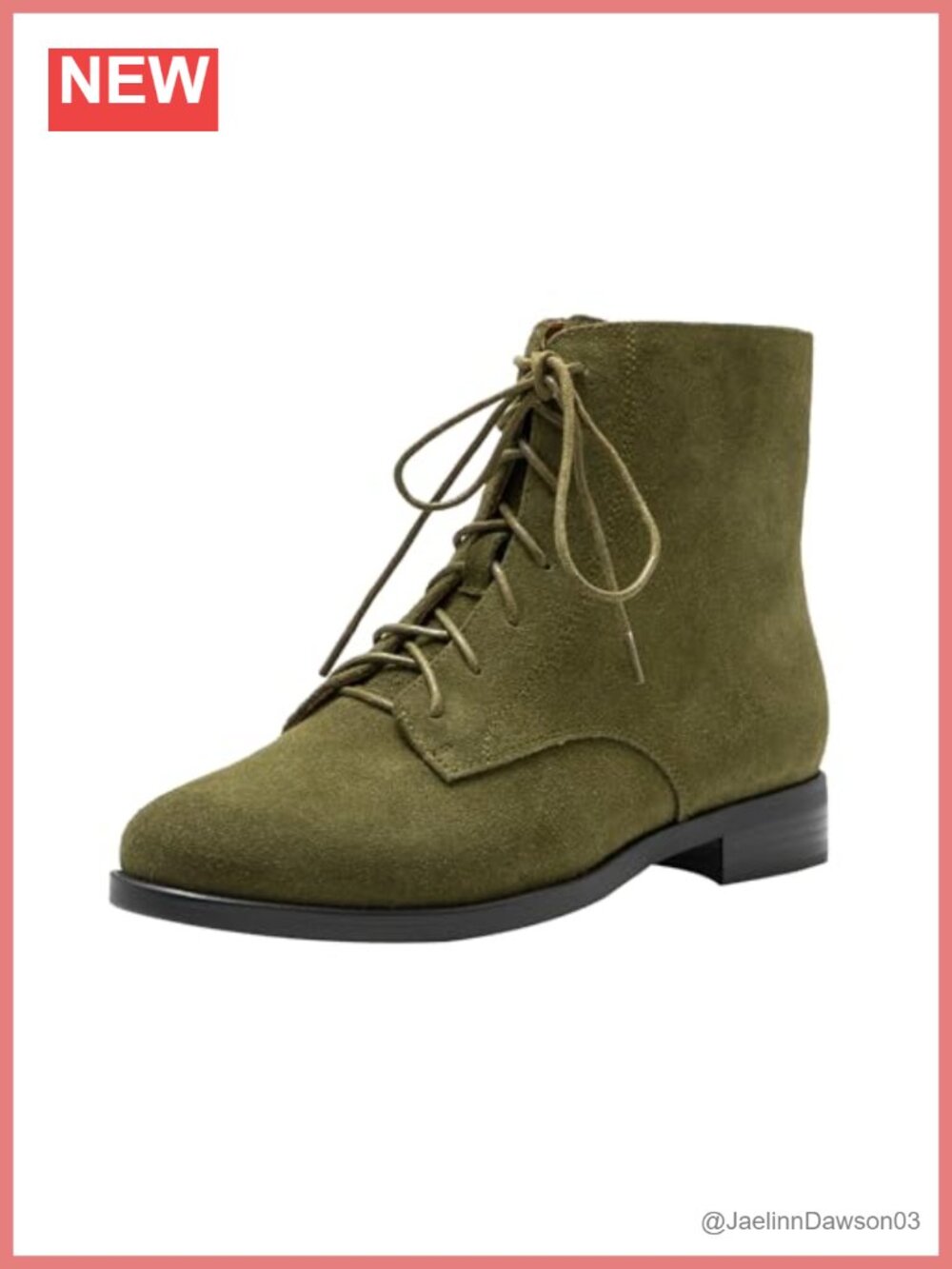 Suede Lace-up Ankle Boots Low Block Heel Women's Round Toe Slip On Zip
